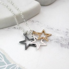 Triple Star mixed finish necklace by Peace of Mind